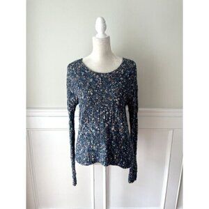 Hinge Nordstrom Round Neck Cotton Blend Sweater Blue S